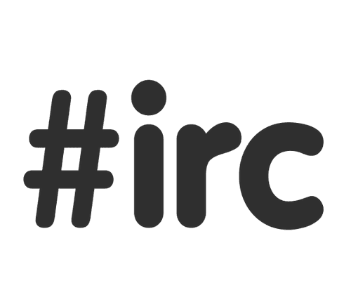 Bold '#IRC' text on a white background, symbolizing the enduring legacy of Internet Relay Chat and its impact on chatrooms, moderation, and digital communication