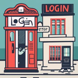Cartoon depiction of Skipton's High Street with a phone booth labeled 'Login' and a café for 'Guest Entry