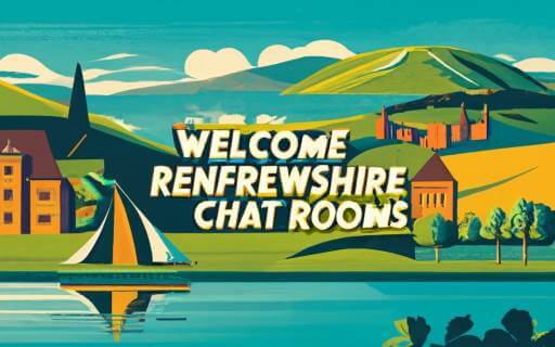 Scenic Renfrewshire backdrop with a platform for community messaging, promoting virtual discussions among members