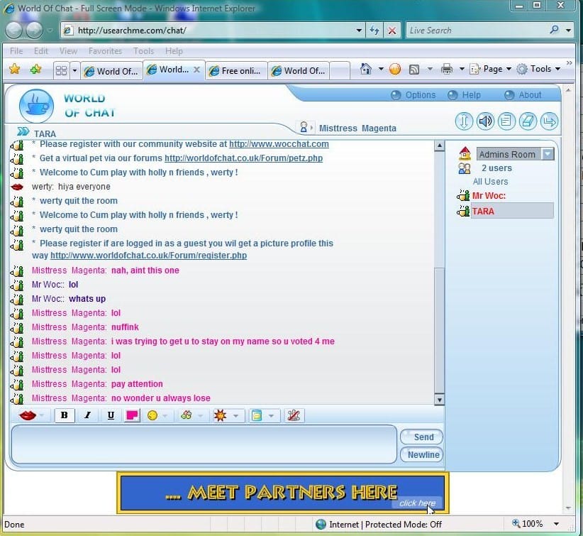 Old World of Chat running 123 flash chat