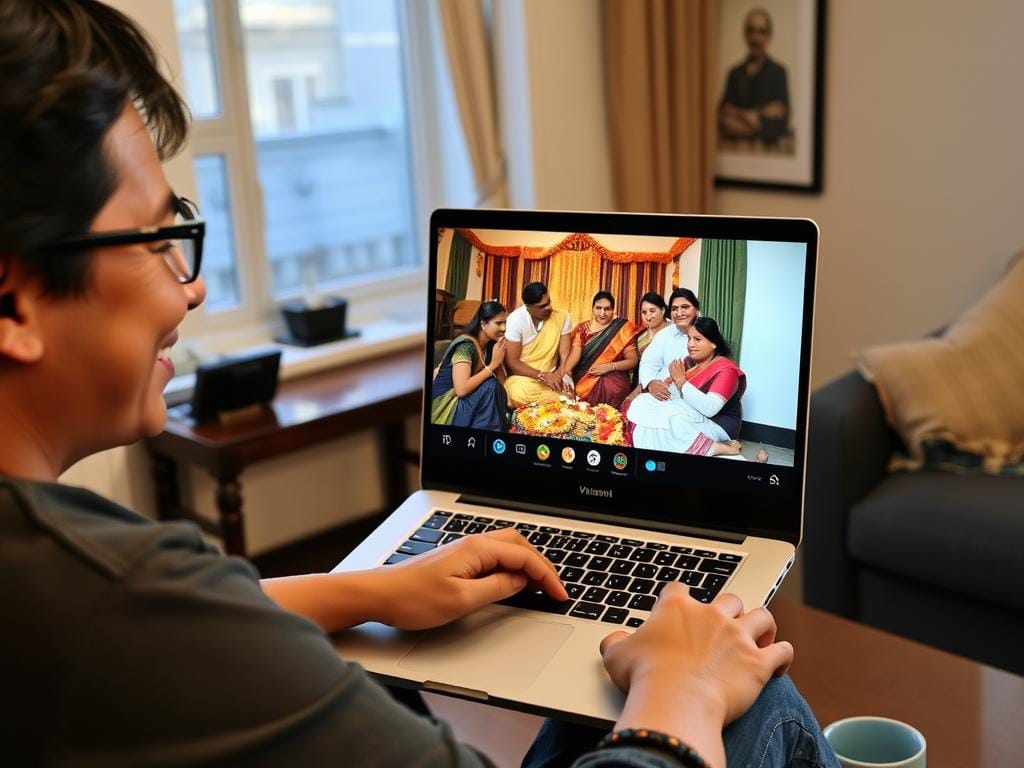 Tamil expatriate connecting with homeland through chat