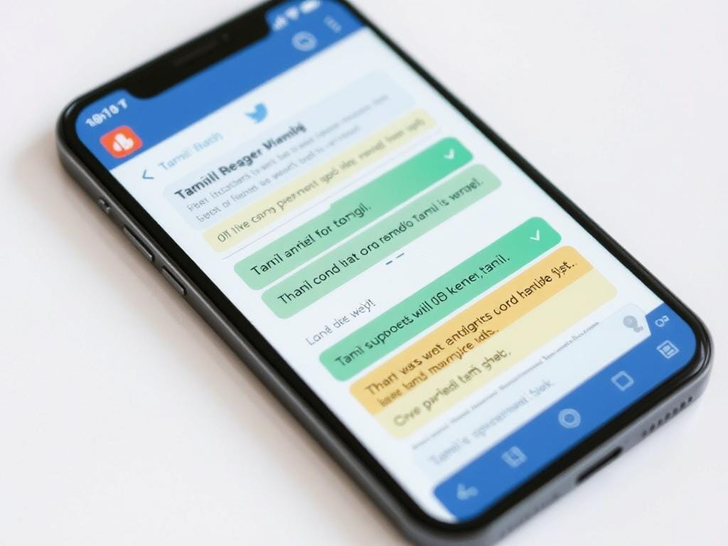 Tamil language being used in chat with both modern and traditional elements