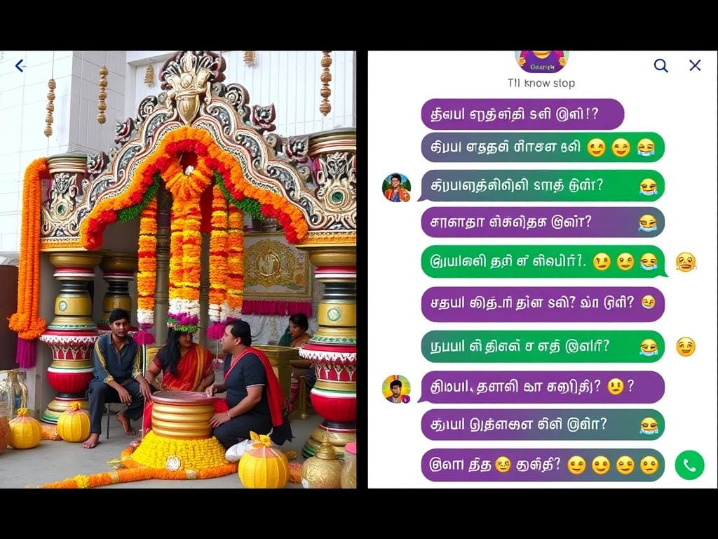Tamil speakers celebrating cultural traditions in a virtual chat environment