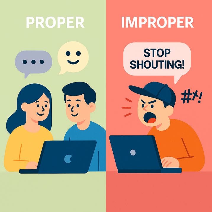 no shouting in chat rooms image