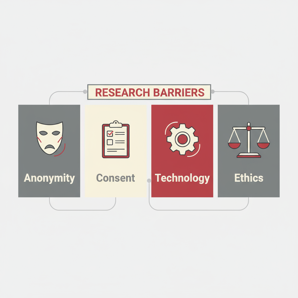 Diagram showing the main barriers to chat room research in the Berlin Chat Research Project