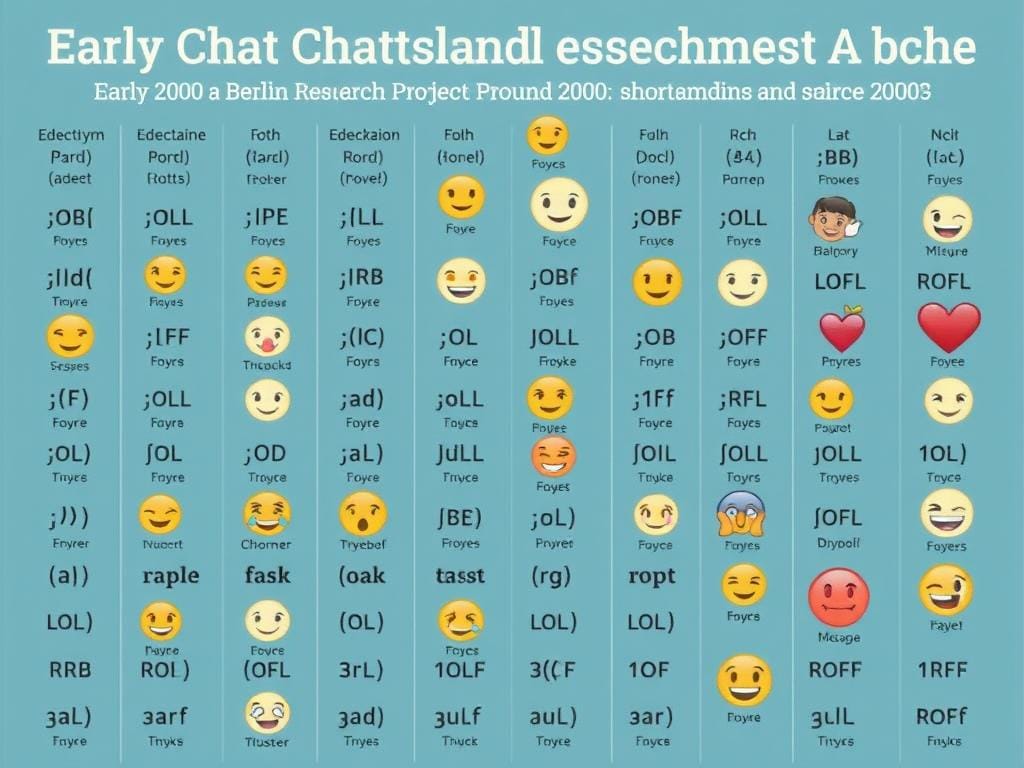 Examples of early chat shorthand and emoticons from the Berlin Chat Research Project