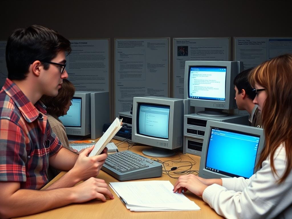 Researchers taking screenshots of chat conversations in the Berlin Chat Research Project laboratory