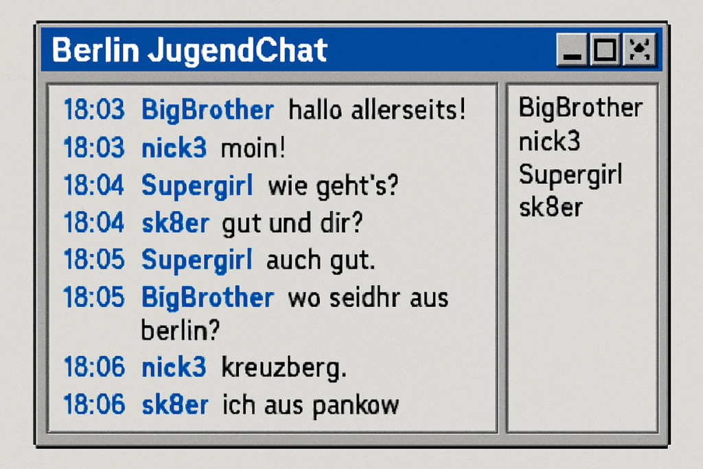 Screenshot of the Europa-Chat interface used in the Berlin Chat Research Project