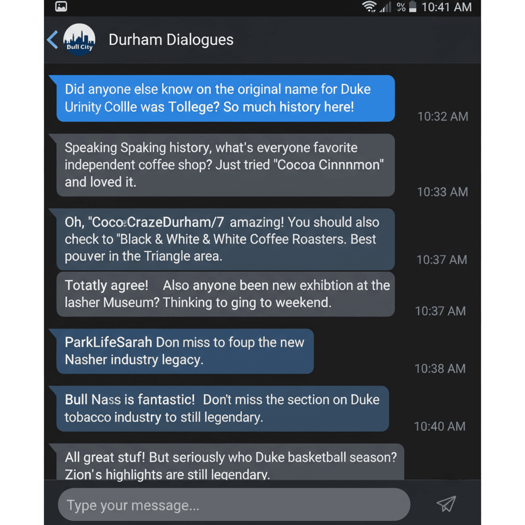 Active Durham chat conversation with multiple users participating
