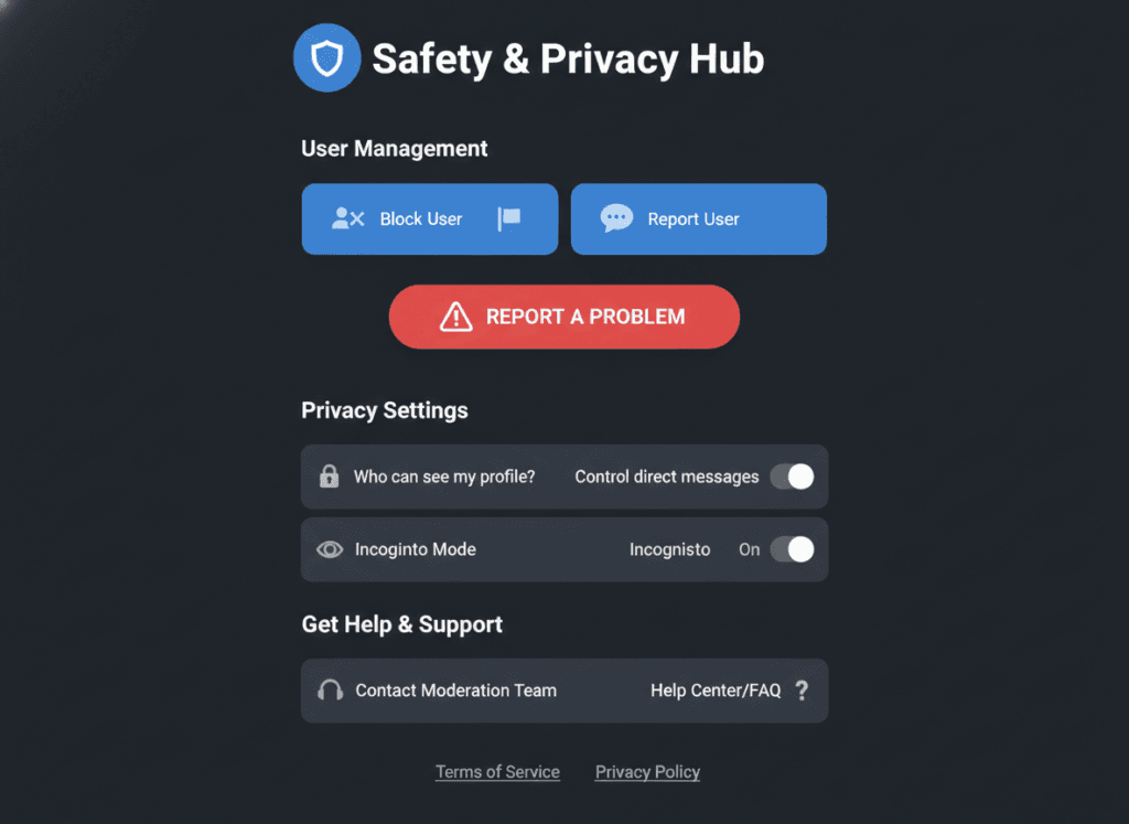 Durham chat rooms safety features and reporting tools interface