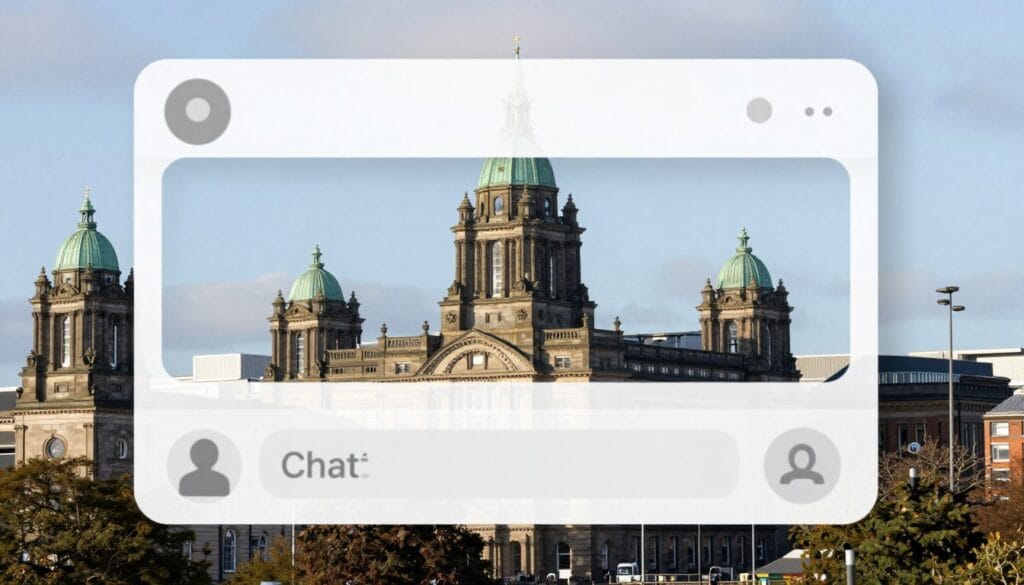 Aberdeen Chat Rooms - Granite City skyline with chat interface overlay