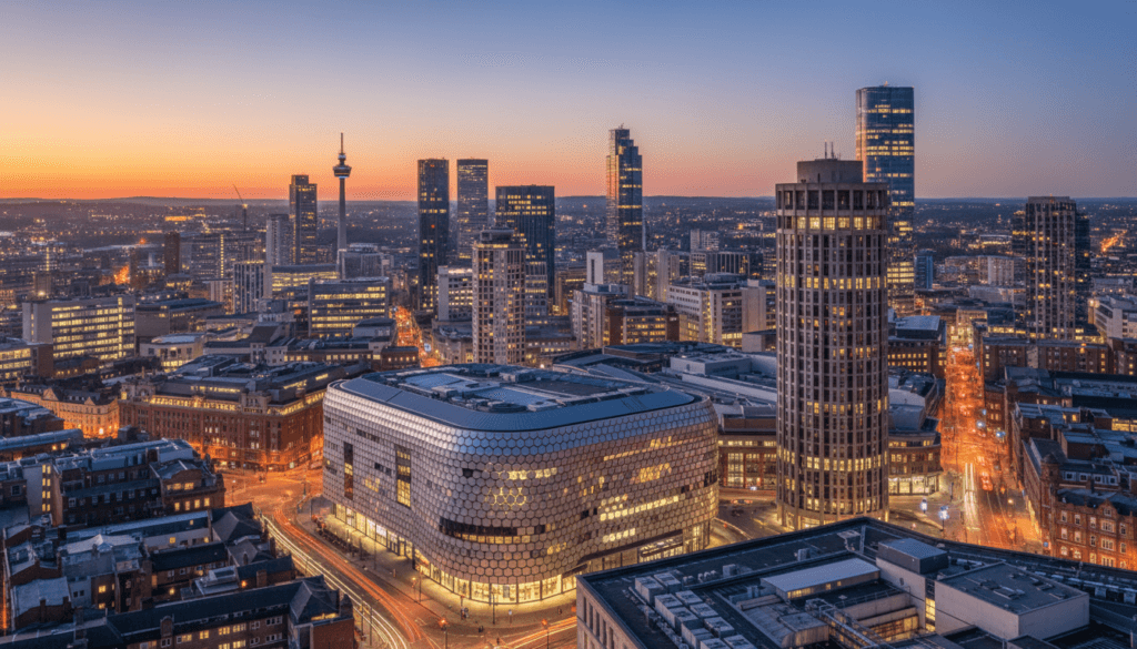 Birmingham skyline showing the diverse architecture of the UK's second city