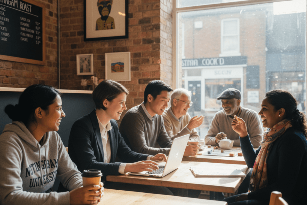 Diverse group of Nottingham residents who might use local chat rooms