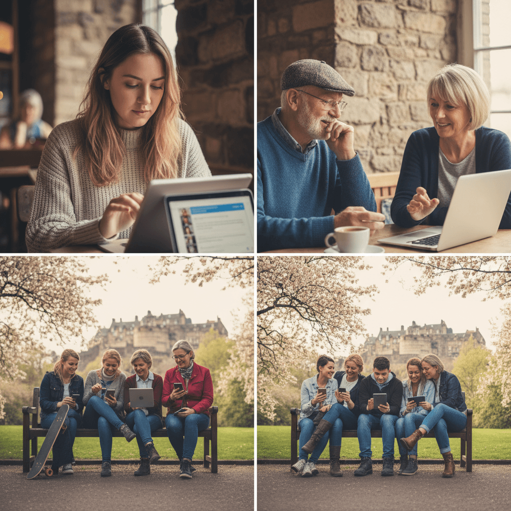 Edinburgh locals using chat rooms on various devices