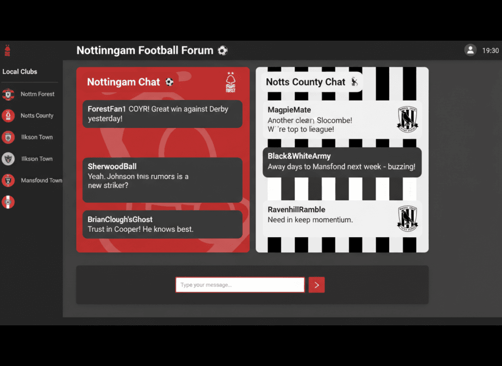 Interest-based Nottingham chat room focused on local football teams