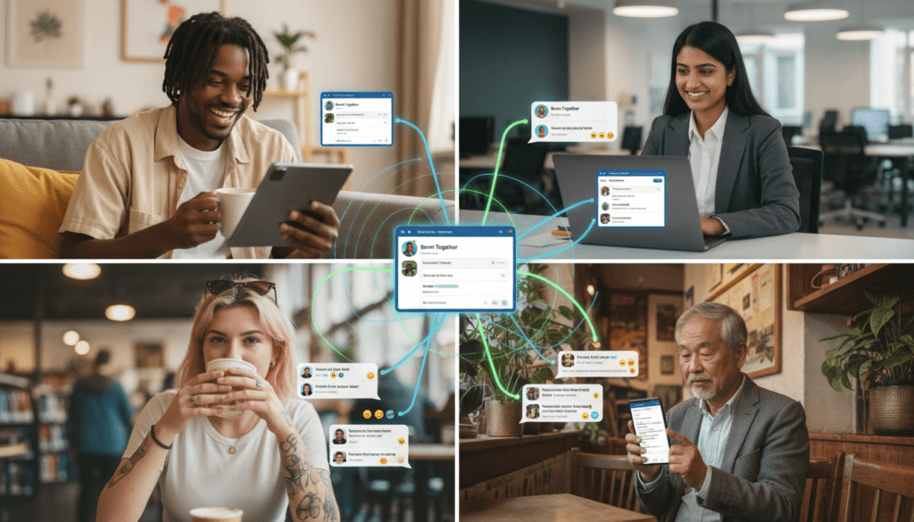 People from diverse backgrounds connecting through Birmingham chat rooms