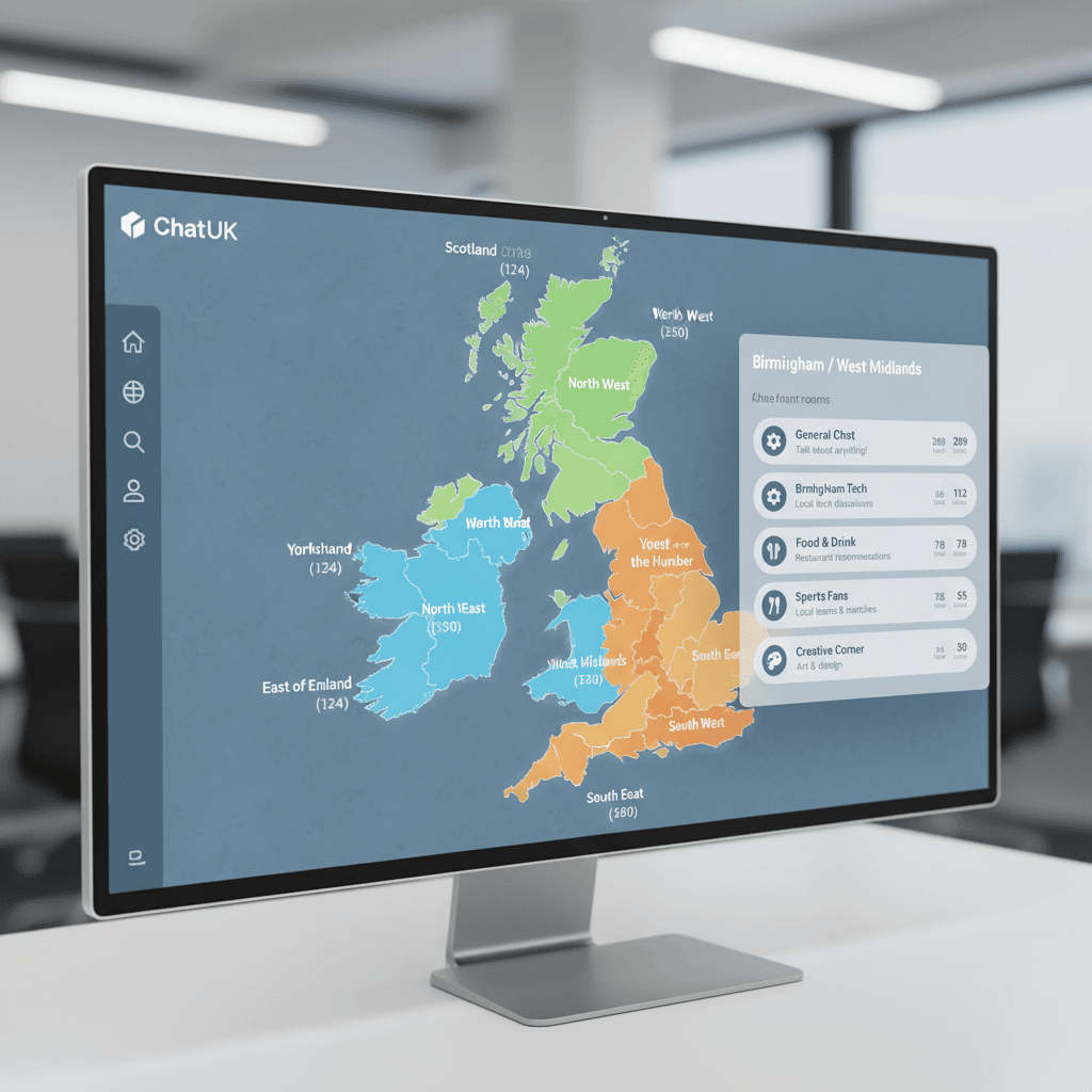 UK chat platform showing Birmingham regional section