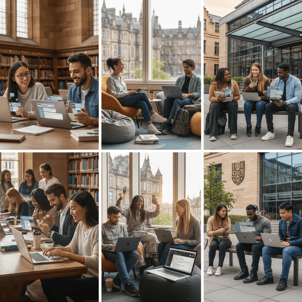 University students in Edinburgh using chat rooms