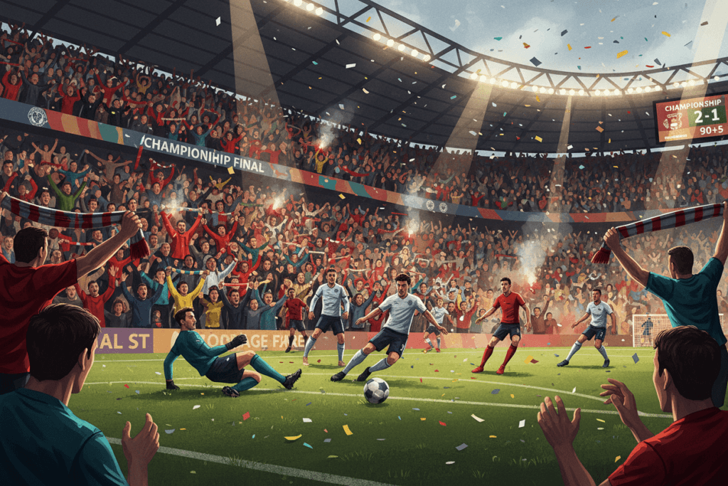 Championship football match excitement