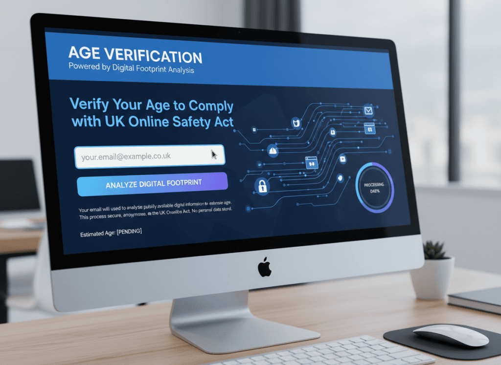 Email digital footprint analysis for UK Online Safety Act age verification
