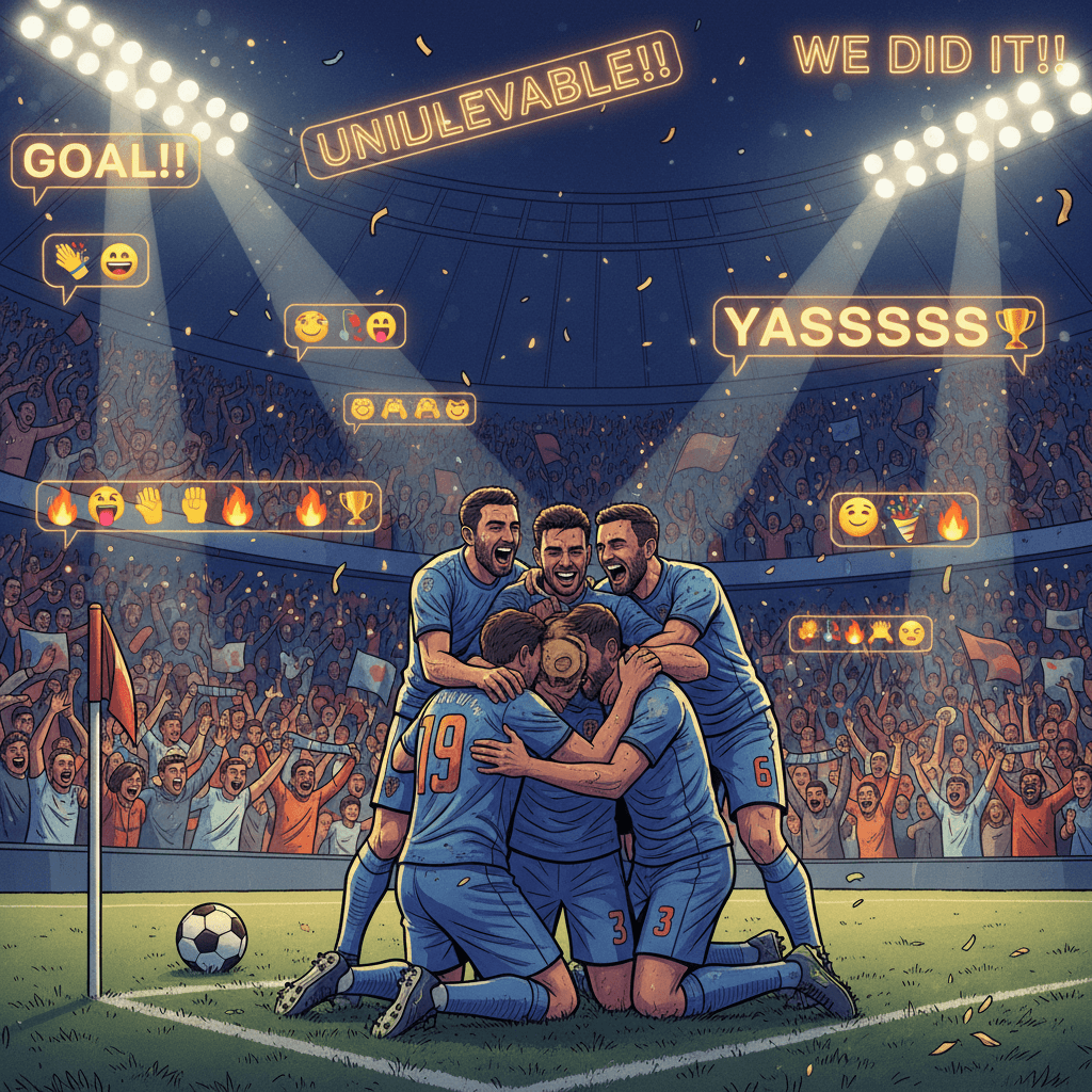 Football match celebration moment