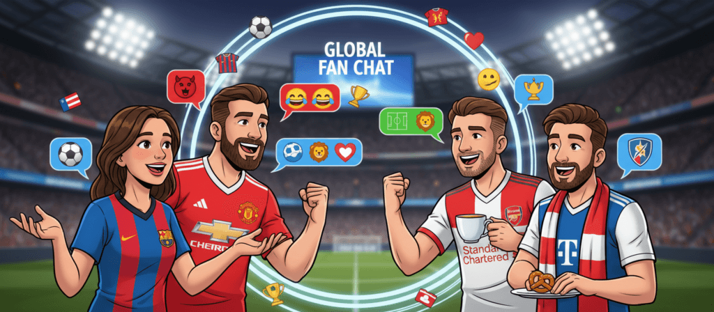 Football supporters celebrating together in chat rooms