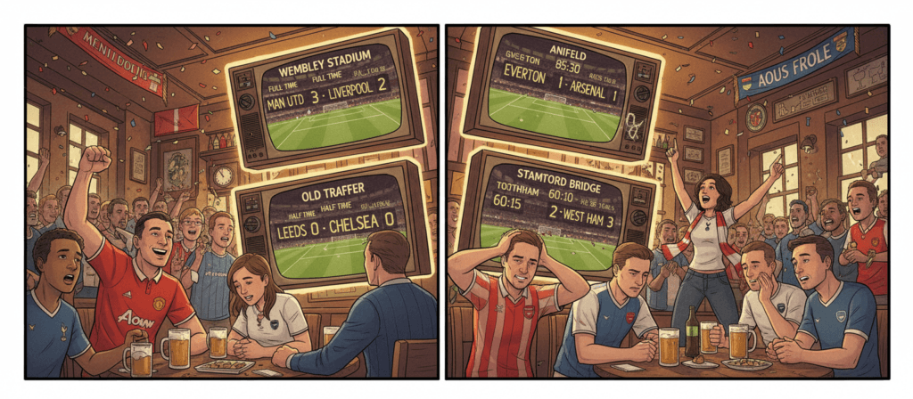Multiple football matches simultaneous coverage