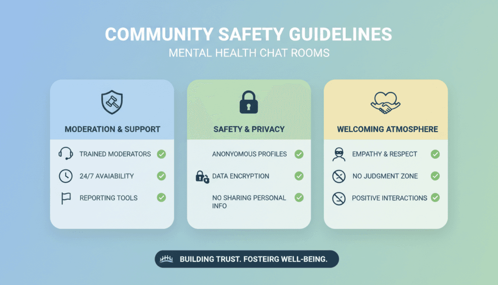Safe and moderated online mental health community guidelines