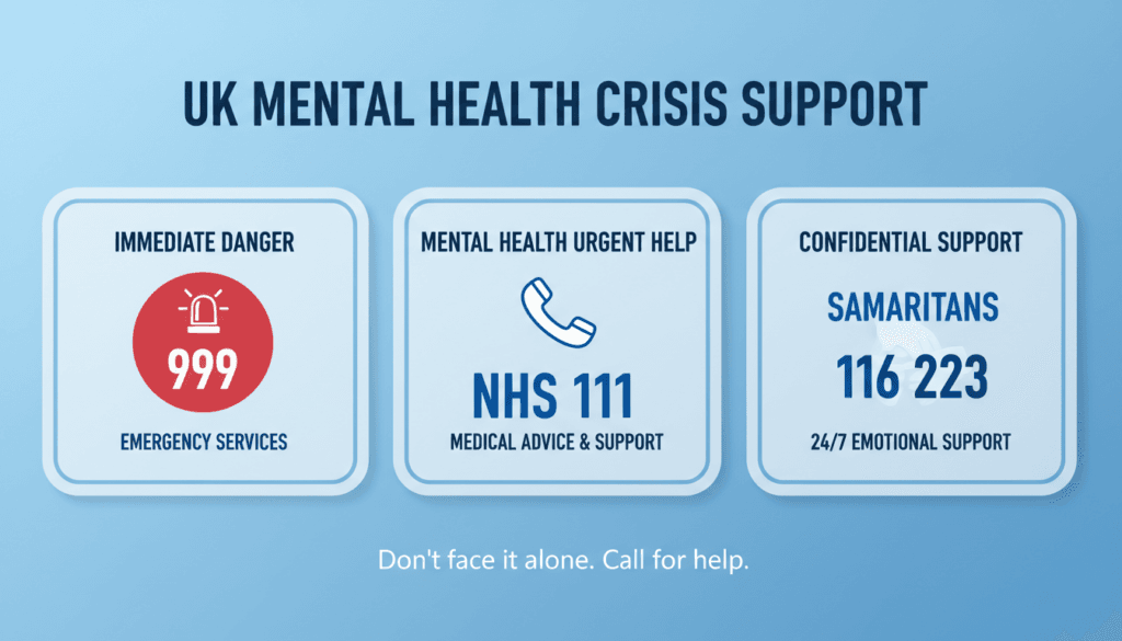 UK crisis helpline contact information displayed clearly
