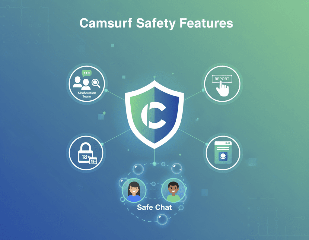 Camsurf safety and moderation features illustration