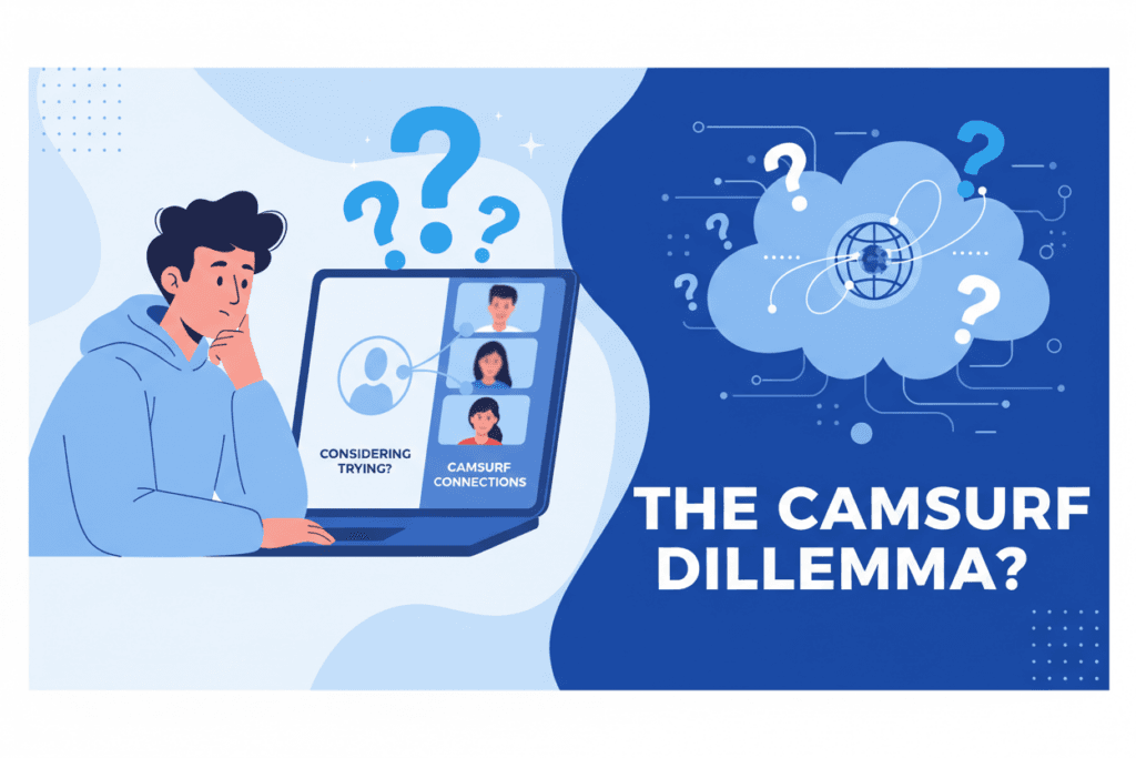 Person deciding whether to use Camsurf video chat