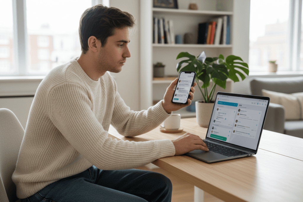 Person deciding which chat platform to use