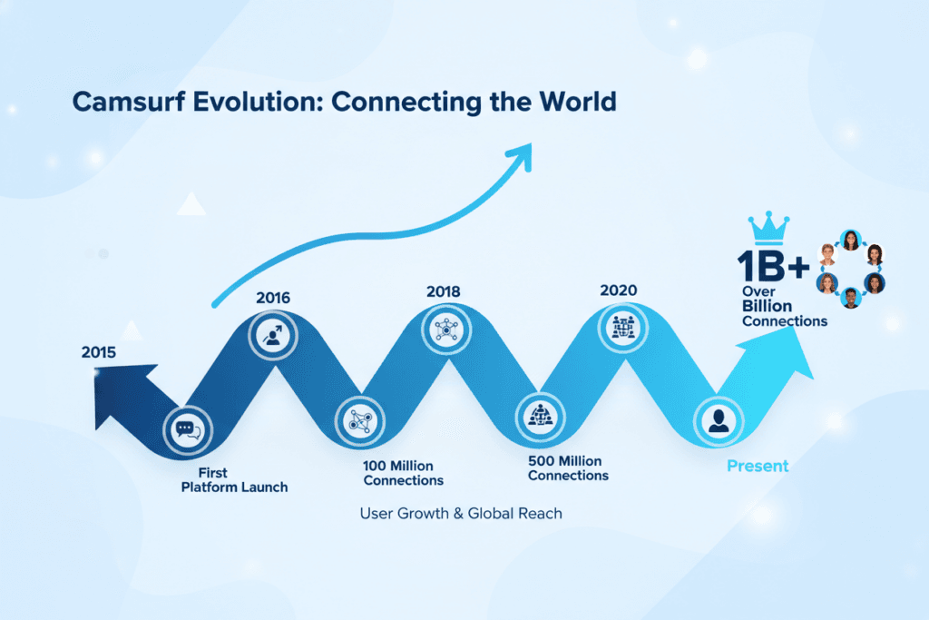Timeline showing Camsurf growth from launch to present day