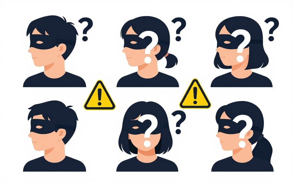 illustration showing online deception and fake profiles