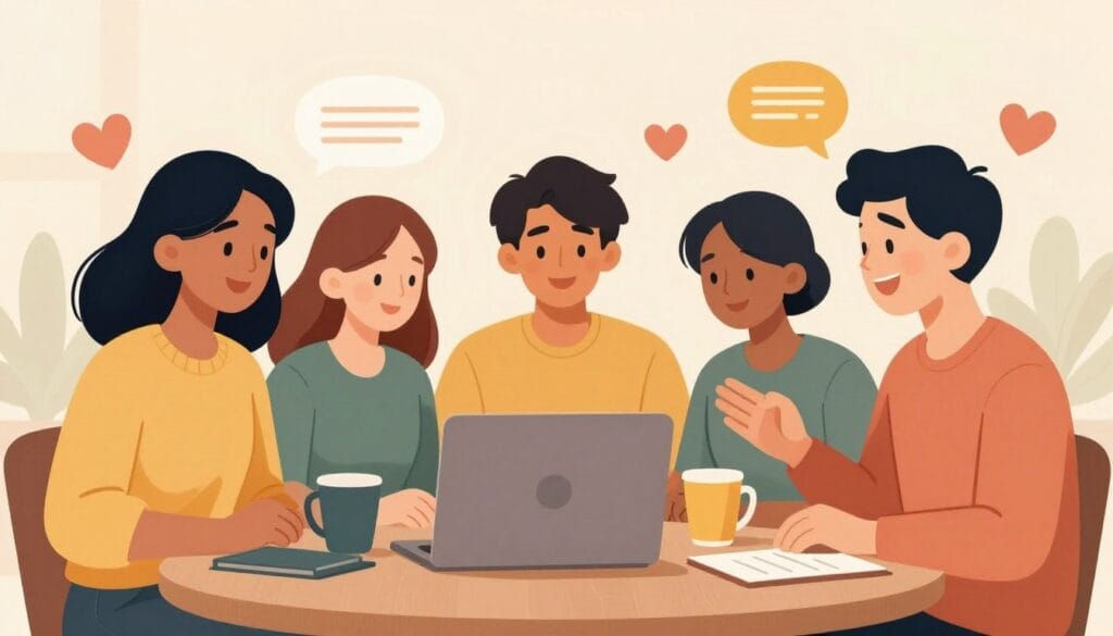 people having positive conversations in dating chat rooms