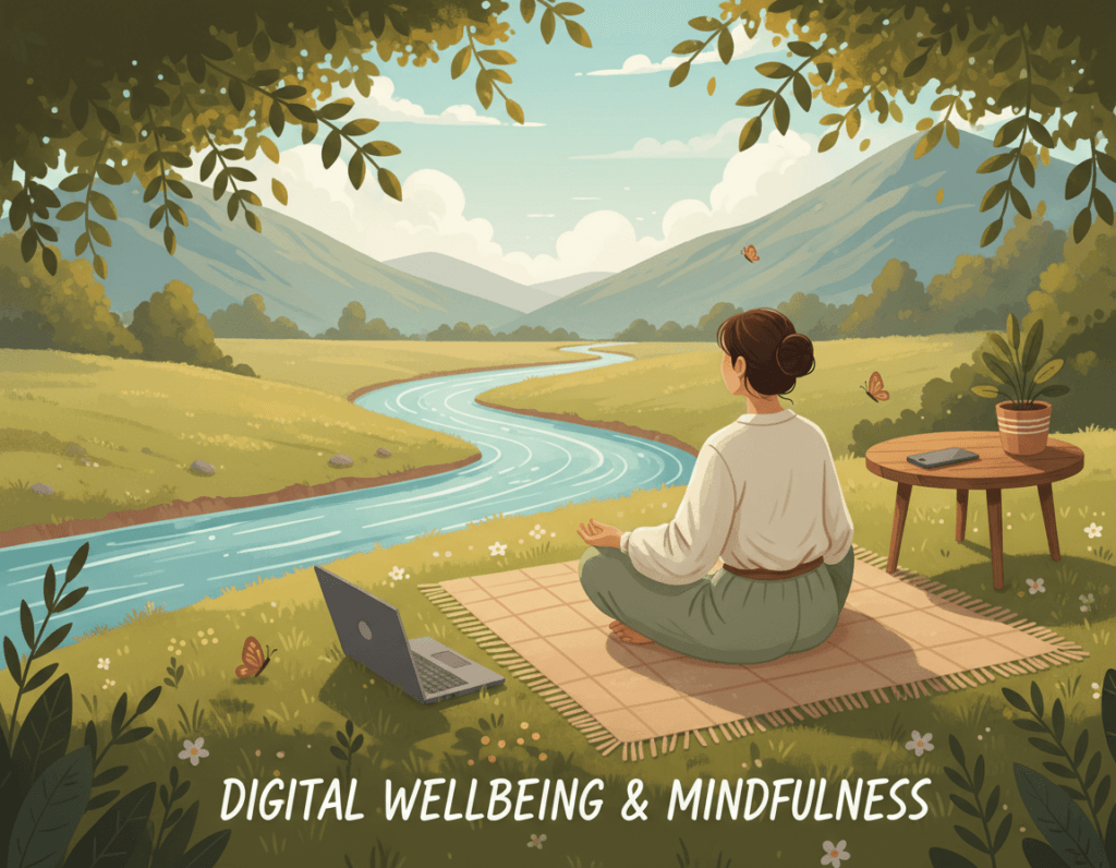 Person taking break from device for mental health