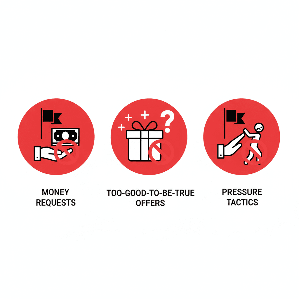 Warning symbols for online dating red flags