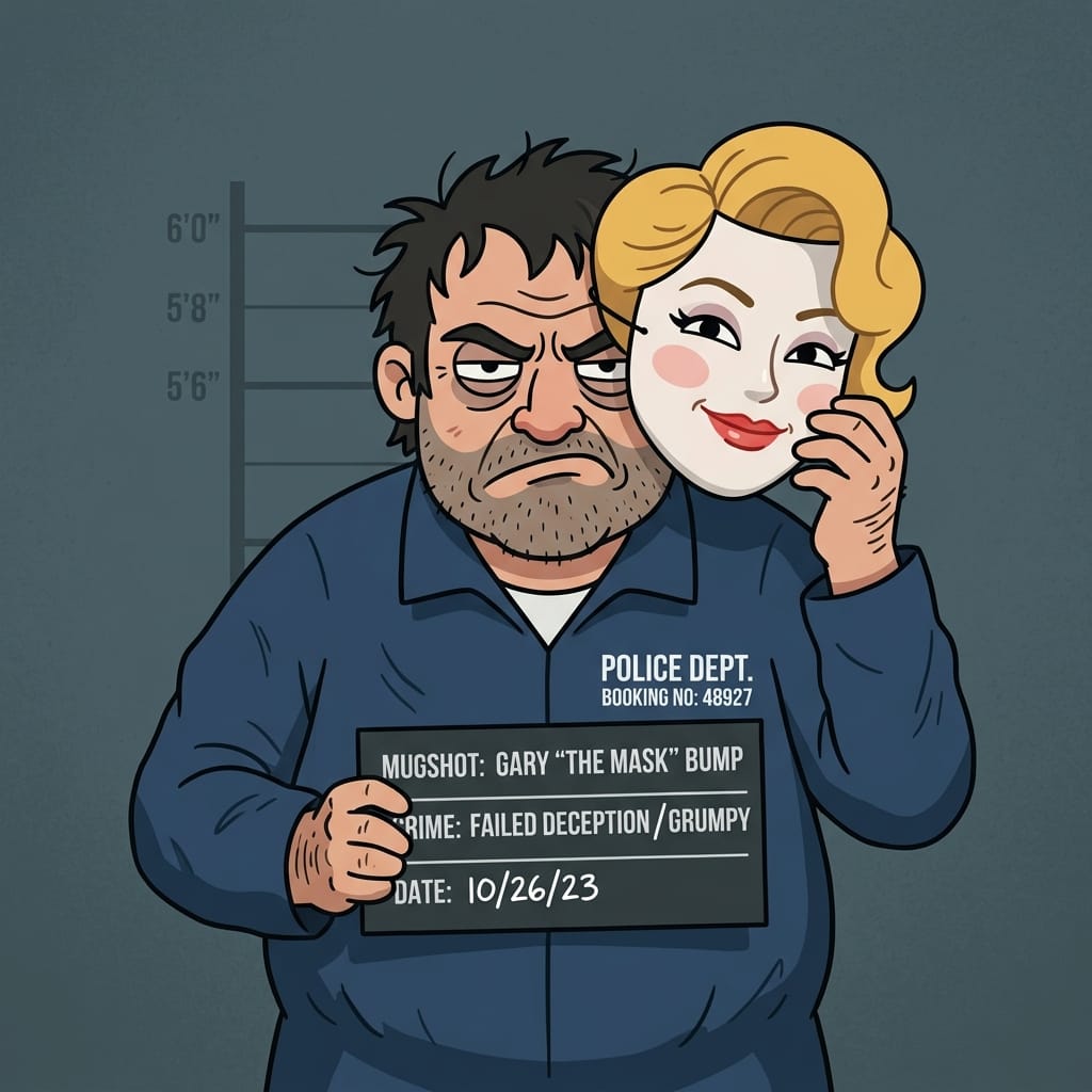 Funny cartoon mugshot of a catfish