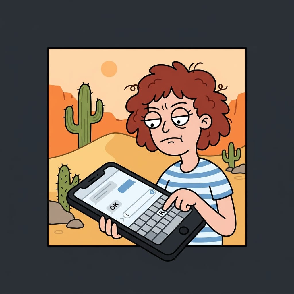 Cartoon mugshot of the Dry Texter