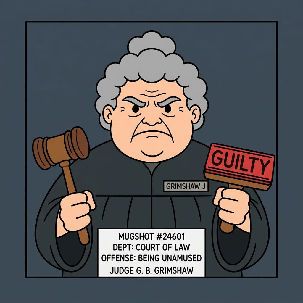 Cartoon mugshot of the Instant Judger