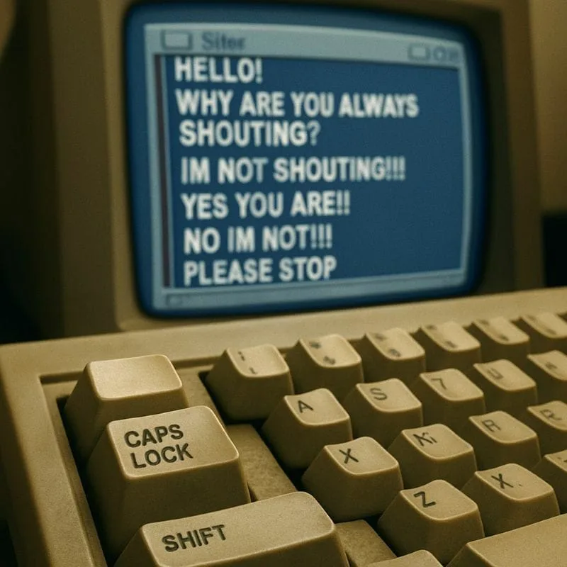 Someone typing in all caps in a chat room