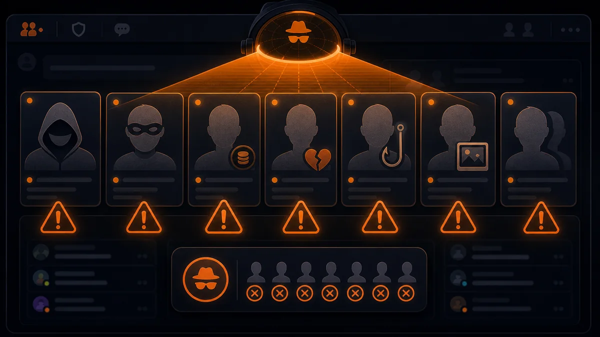 Scanner marking seven anonymous chat profiles as suspicious fake users
