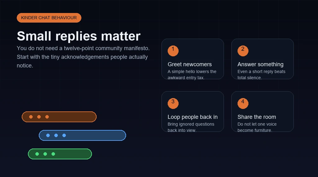 Checklist of small chat room habits that help people feel included