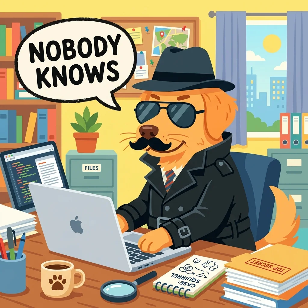 Cartoon of a disguised dog chatting anonymously on a laptop